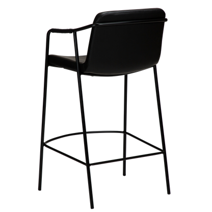 [var:Bezug=Vintage schwarzes Kunstleder mit schwarzen Beinen] BOTO Thekenhocker