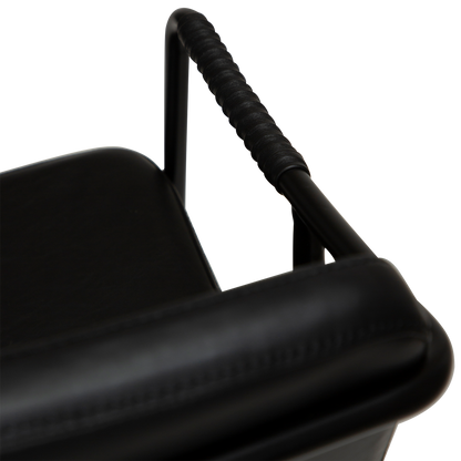 [var:Bezug=Vintage schwarzes Kunstleder mit schwarzen Beinen] BOTO Thekenhocker