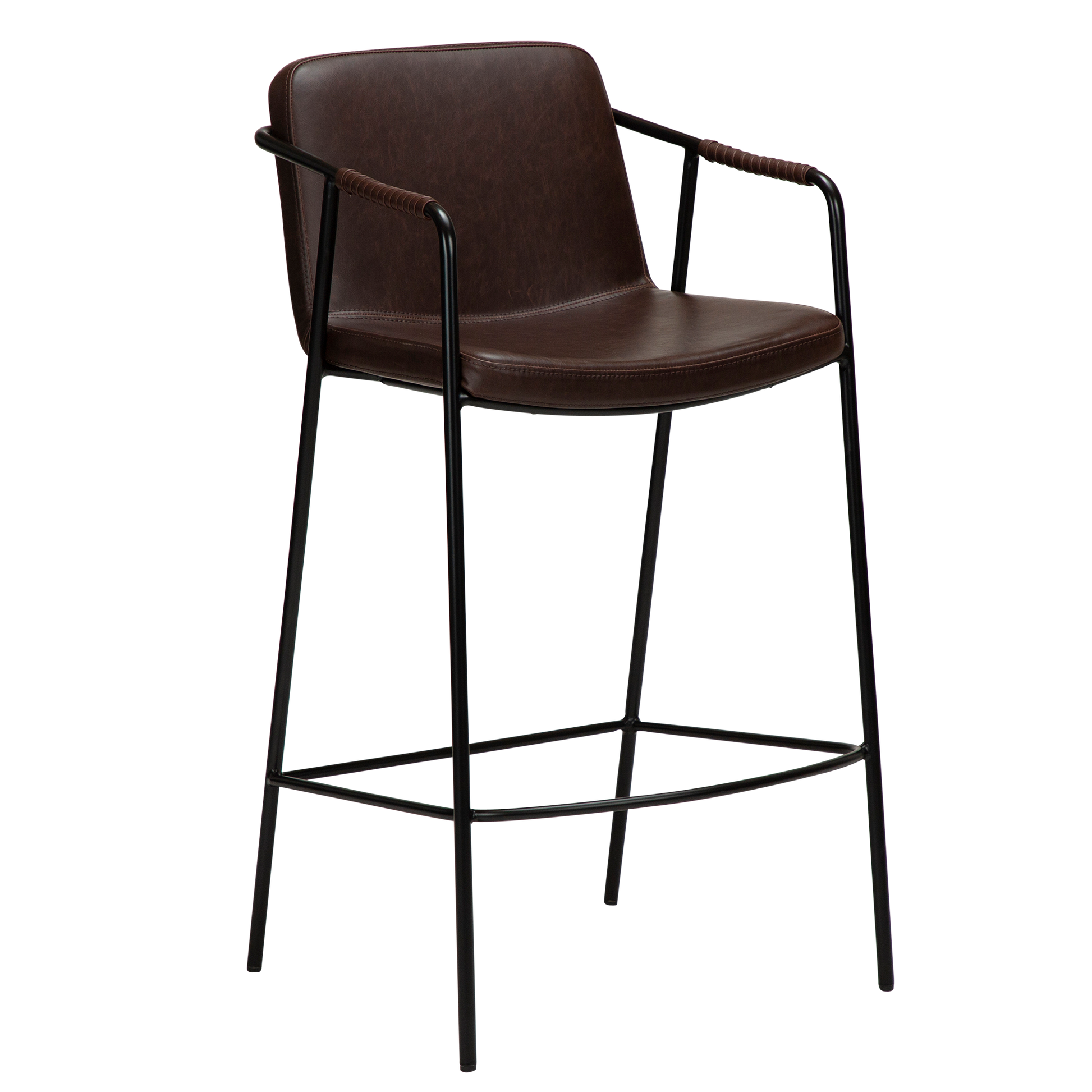 [var:Bezug=Vintage kakaofarbenes Kunstleder mit schwarzen Beinen] BOTO Thekenhocker