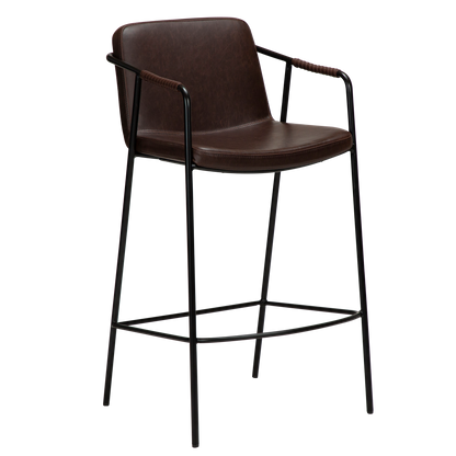 [var:Bezug=Vintage kakaofarbenes Kunstleder mit schwarzen Beinen] BOTO Thekenhocker