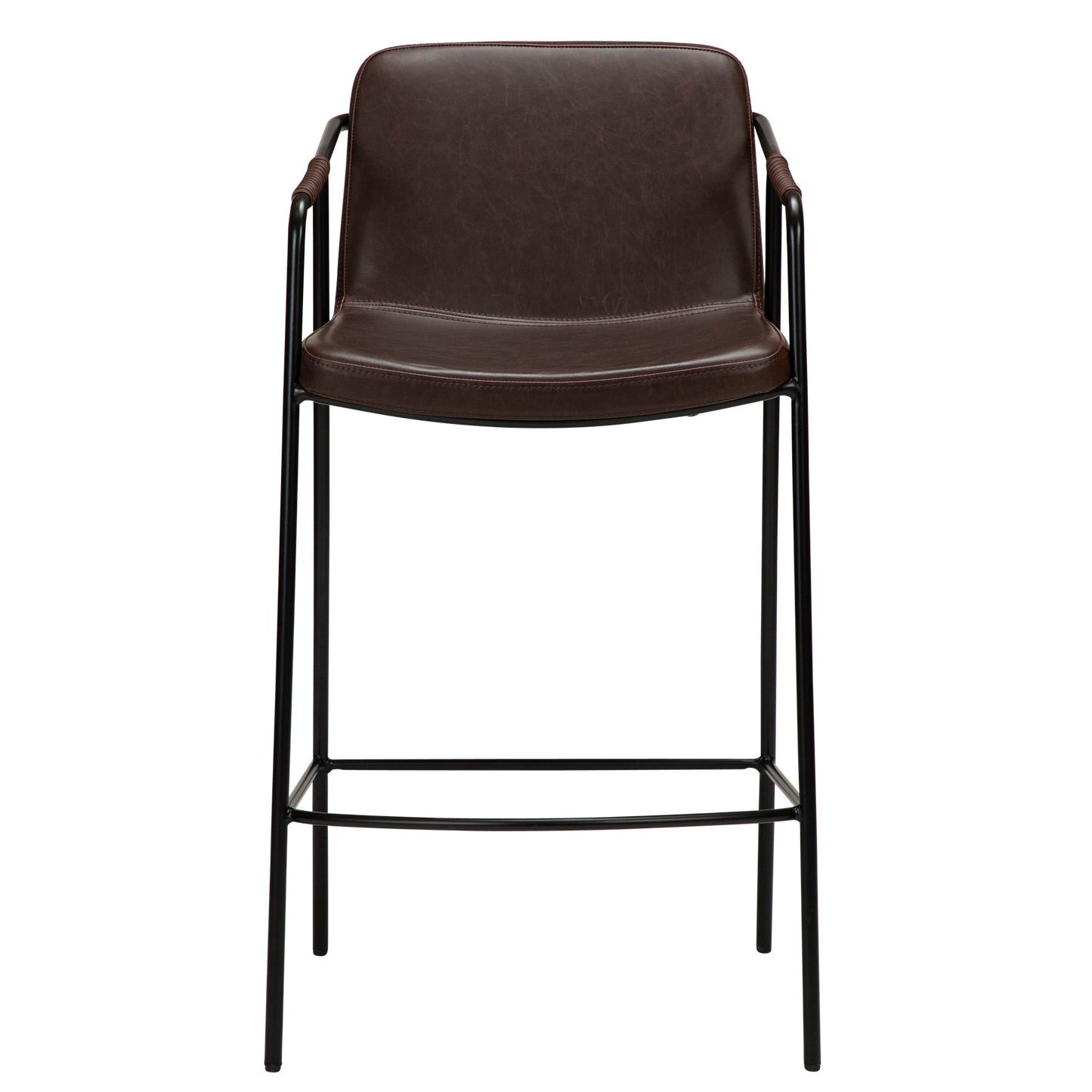 [var:Bezug=Vintage kakaofarbenes Kunstleder mit schwarzen Beinen] BOTO Thekenhocker