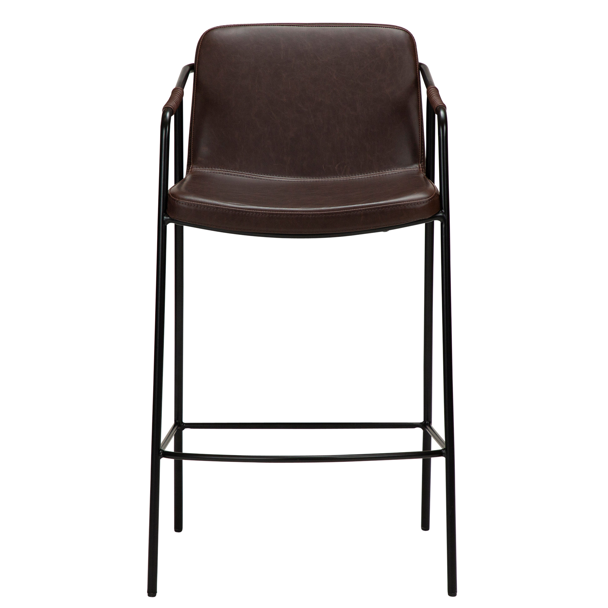 [var:Bezug=Vintage kakaofarbenes Kunstleder mit schwarzen Beinen] BOTO Thekenhocker