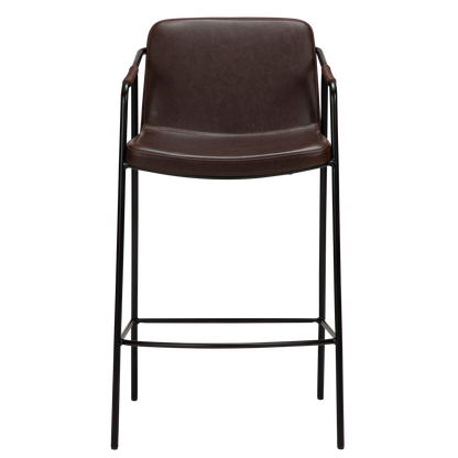 [var:Bezug=Vintage kakaofarbenes Kunstleder mit schwarzen Beinen] BOTO Thekenhocker