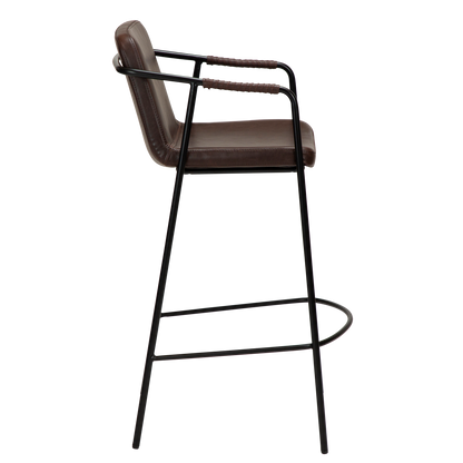 [var:Bezug=Vintage kakaofarbenes Kunstleder mit schwarzen Beinen] BOTO Thekenhocker