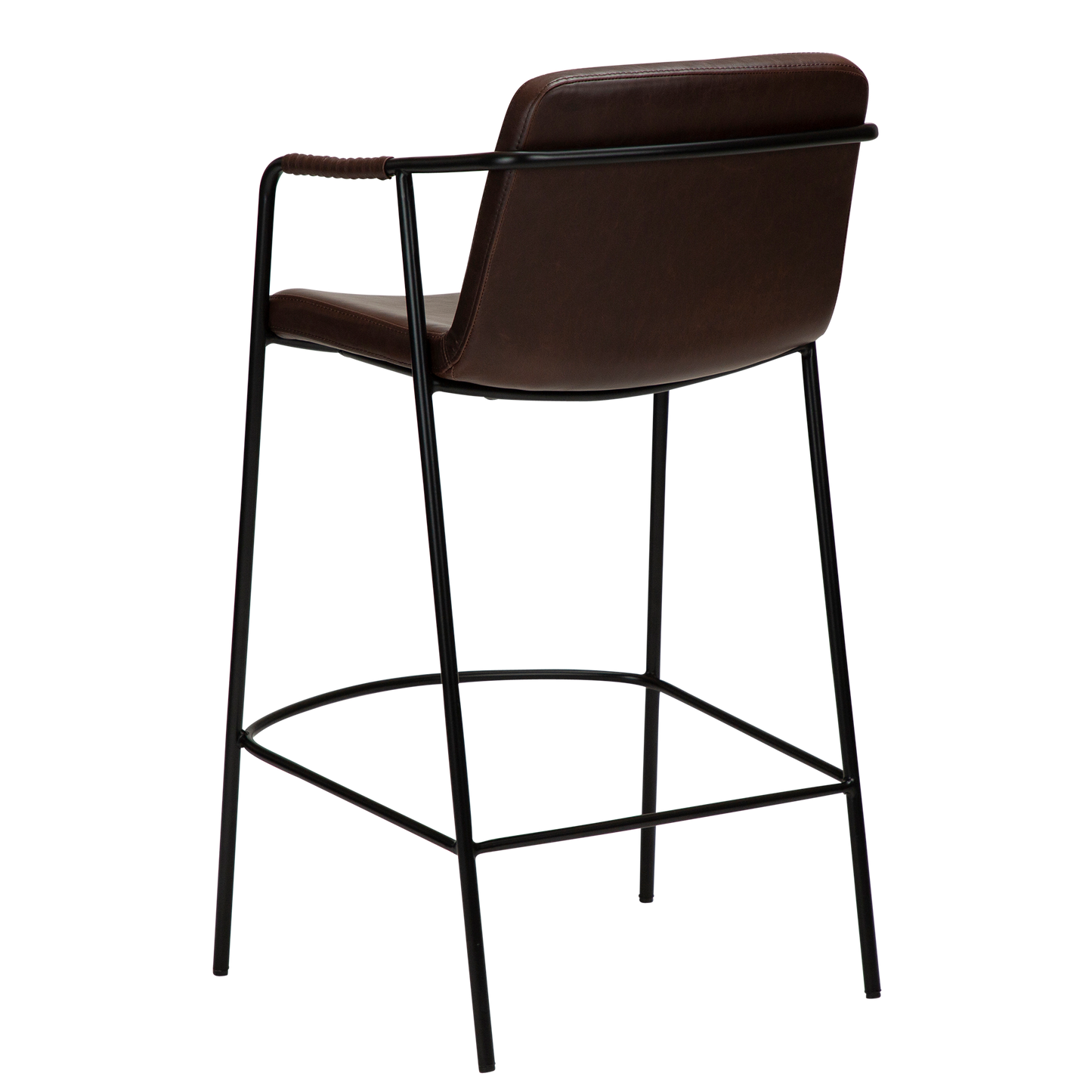 [var:Bezug=Vintage kakaofarbenes Kunstleder mit schwarzen Beinen] BOTO Thekenhocker