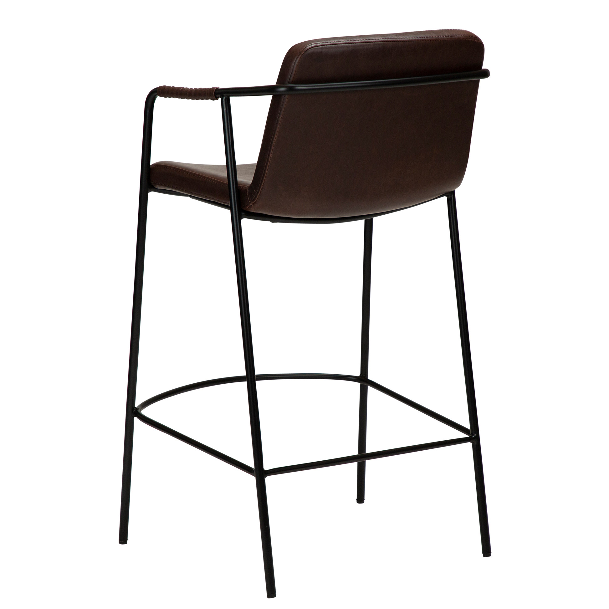 [var:Bezug=Vintage kakaofarbenes Kunstleder mit schwarzen Beinen] BOTO Thekenhocker