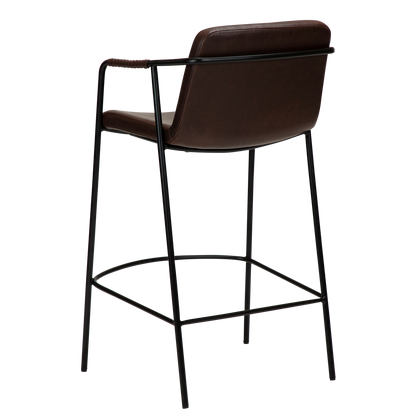[var:Bezug=Vintage kakaofarbenes Kunstleder mit schwarzen Beinen] BOTO Thekenhocker