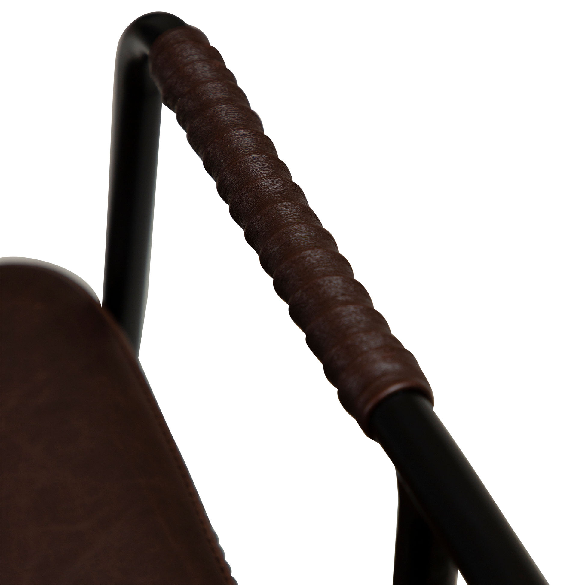 [var:Bezug=Vintage kakaofarbenes Kunstleder mit schwarzen Beinen] BOTO Thekenhocker