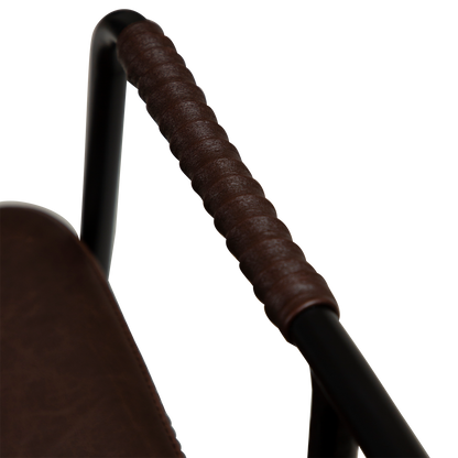 [var:Bezug=Vintage kakaofarbenes Kunstleder mit schwarzen Beinen] BOTO Thekenhocker