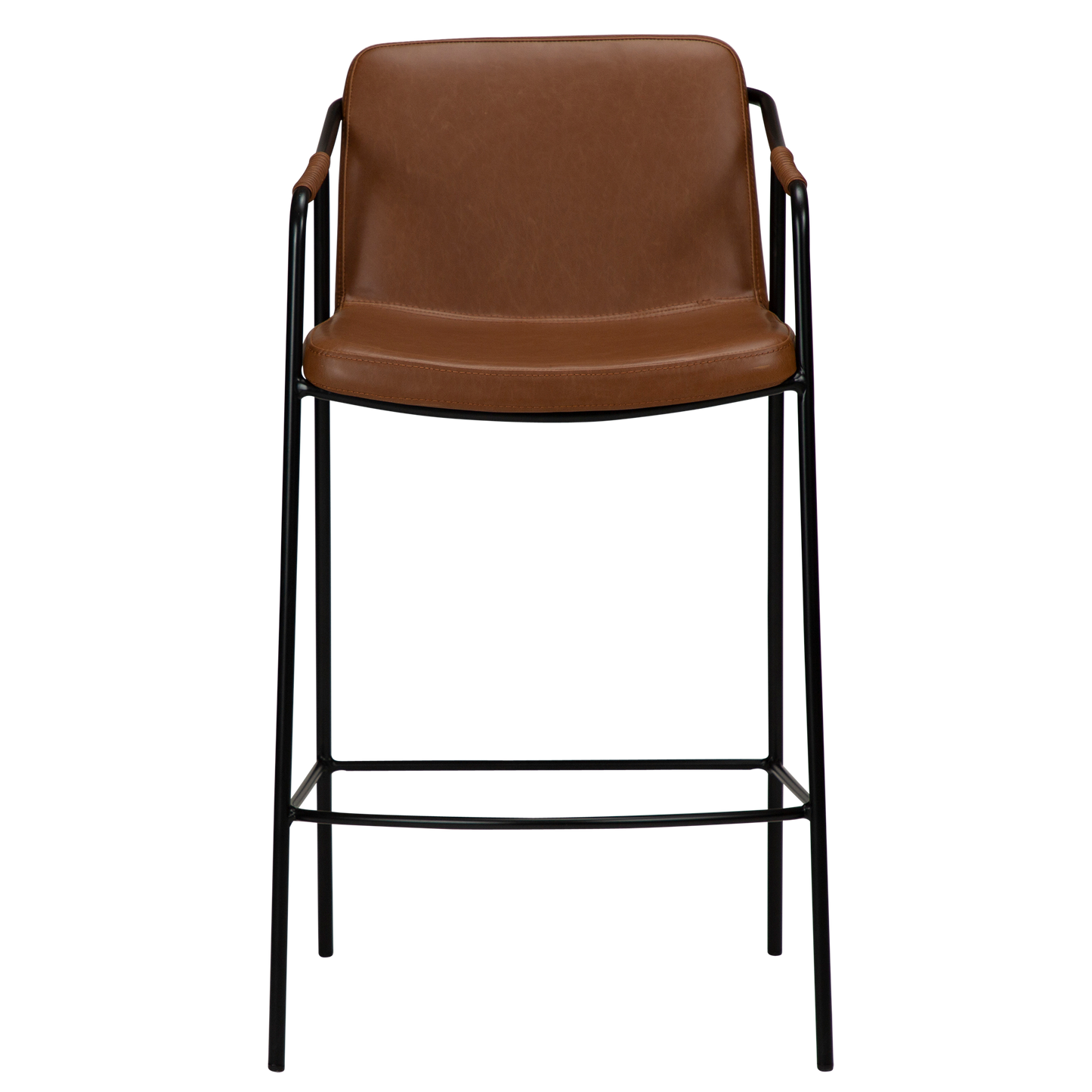 [var:Bezug=Vintage hellbraunes Kunstleder mit schwarzen Beinen] BOTO Thekenhocker