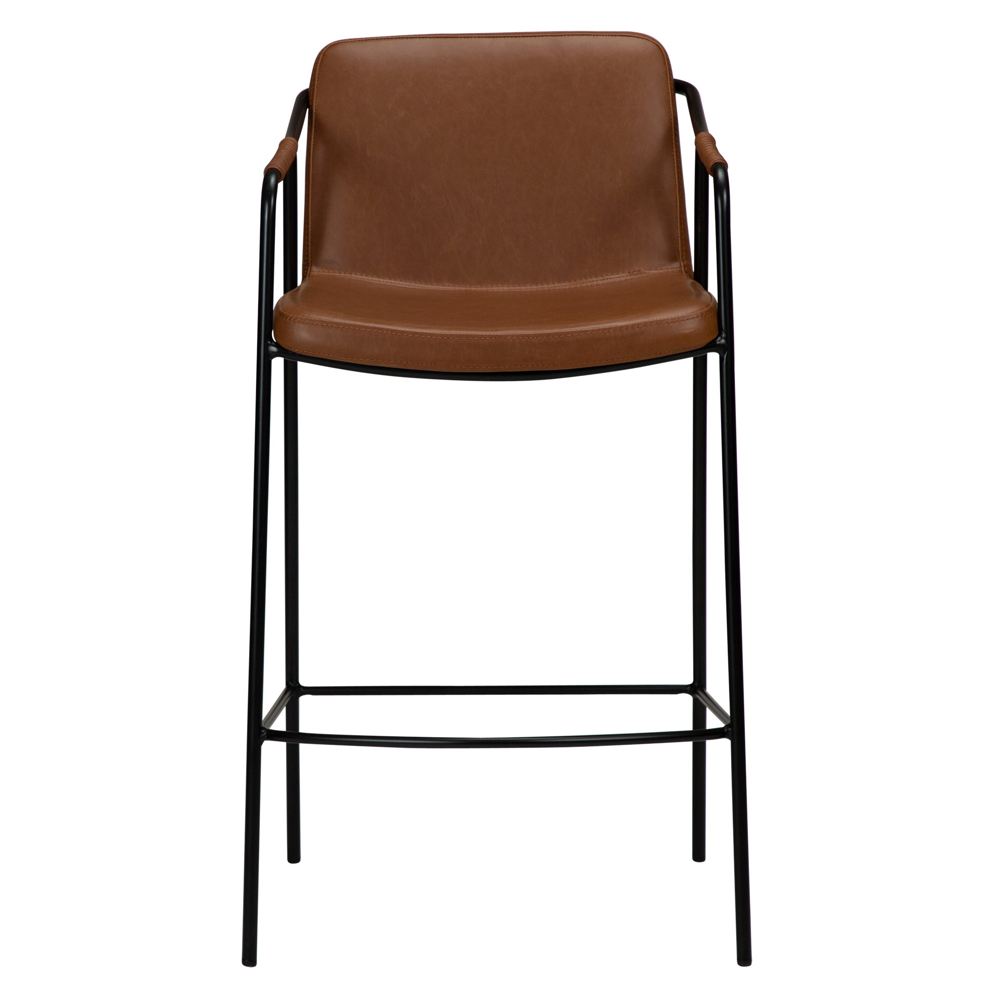[var:Bezug=Vintage hellbraunes Kunstleder mit schwarzen Beinen] BOTO Thekenhocker