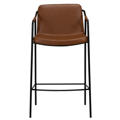 [var:Bezug=Vintage hellbraunes Kunstleder mit schwarzen Beinen] BOTO Thekenhocker