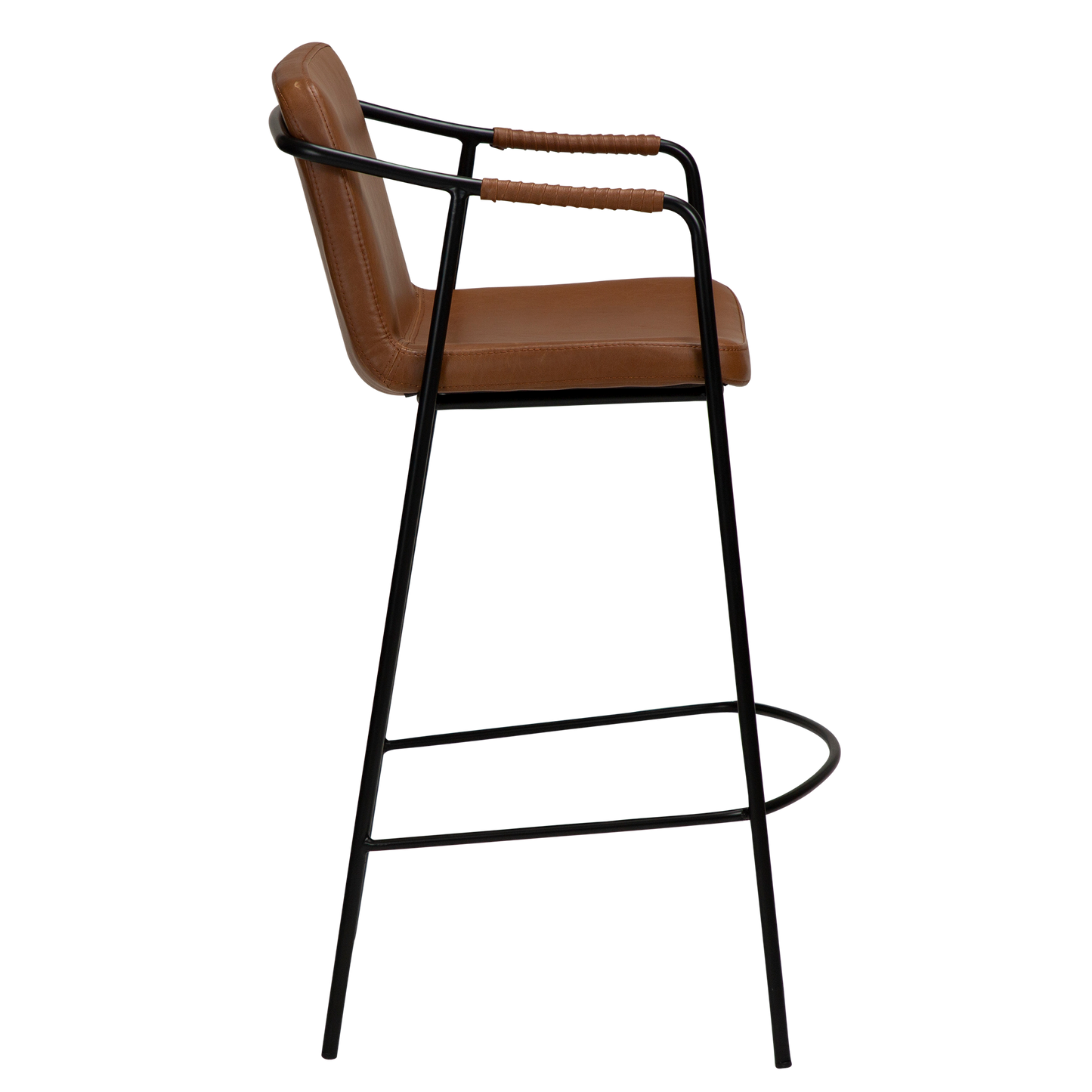 [var:Bezug=Vintage hellbraunes Kunstleder mit schwarzen Beinen] BOTO Thekenhocker