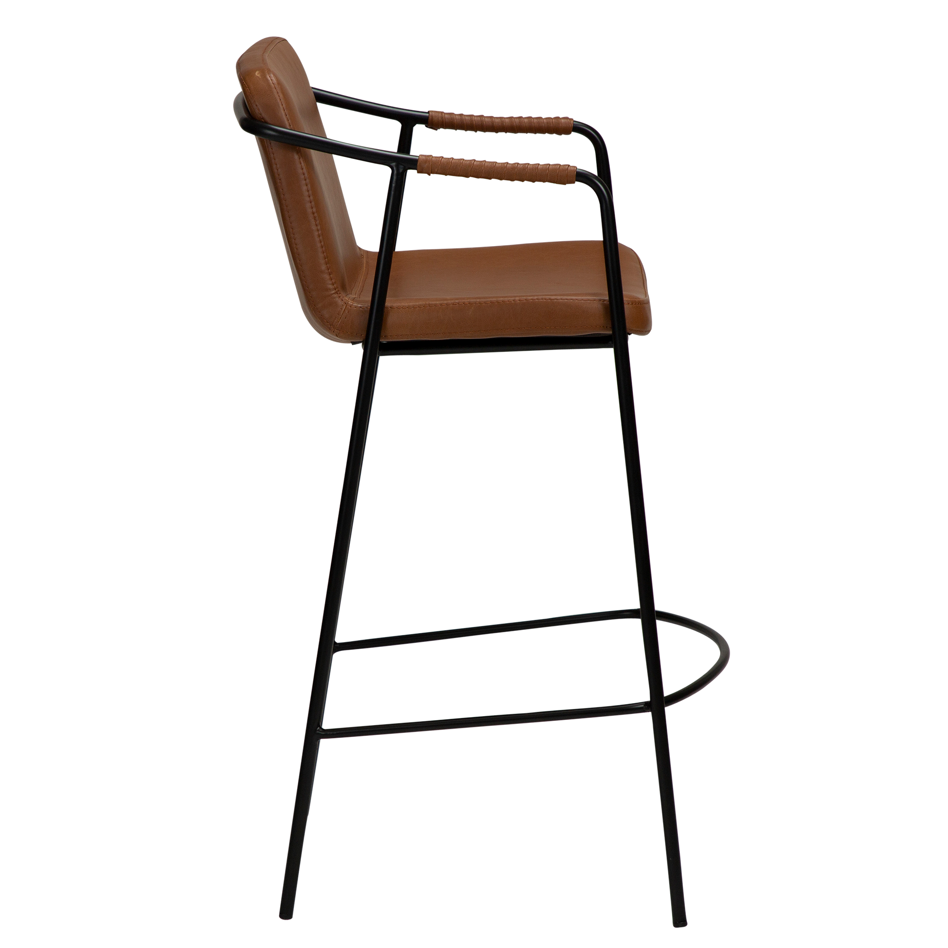 [var:Bezug=Vintage hellbraunes Kunstleder mit schwarzen Beinen] BOTO Thekenhocker