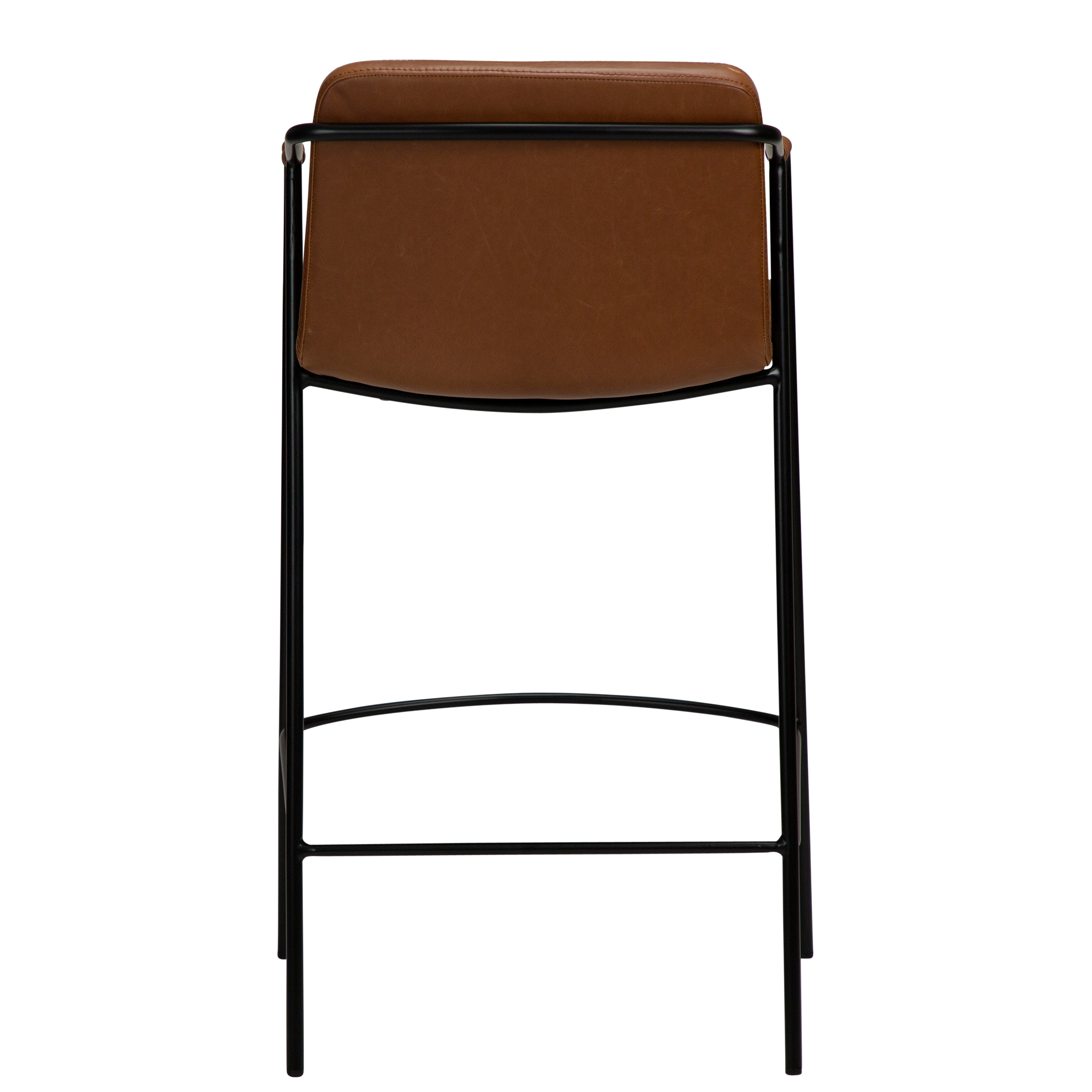[var:Bezug=Vintage hellbraunes Kunstleder mit schwarzen Beinen] BOTO Thekenhocker