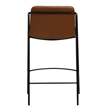 [var:Bezug=Vintage hellbraunes Kunstleder mit schwarzen Beinen] BOTO Thekenhocker