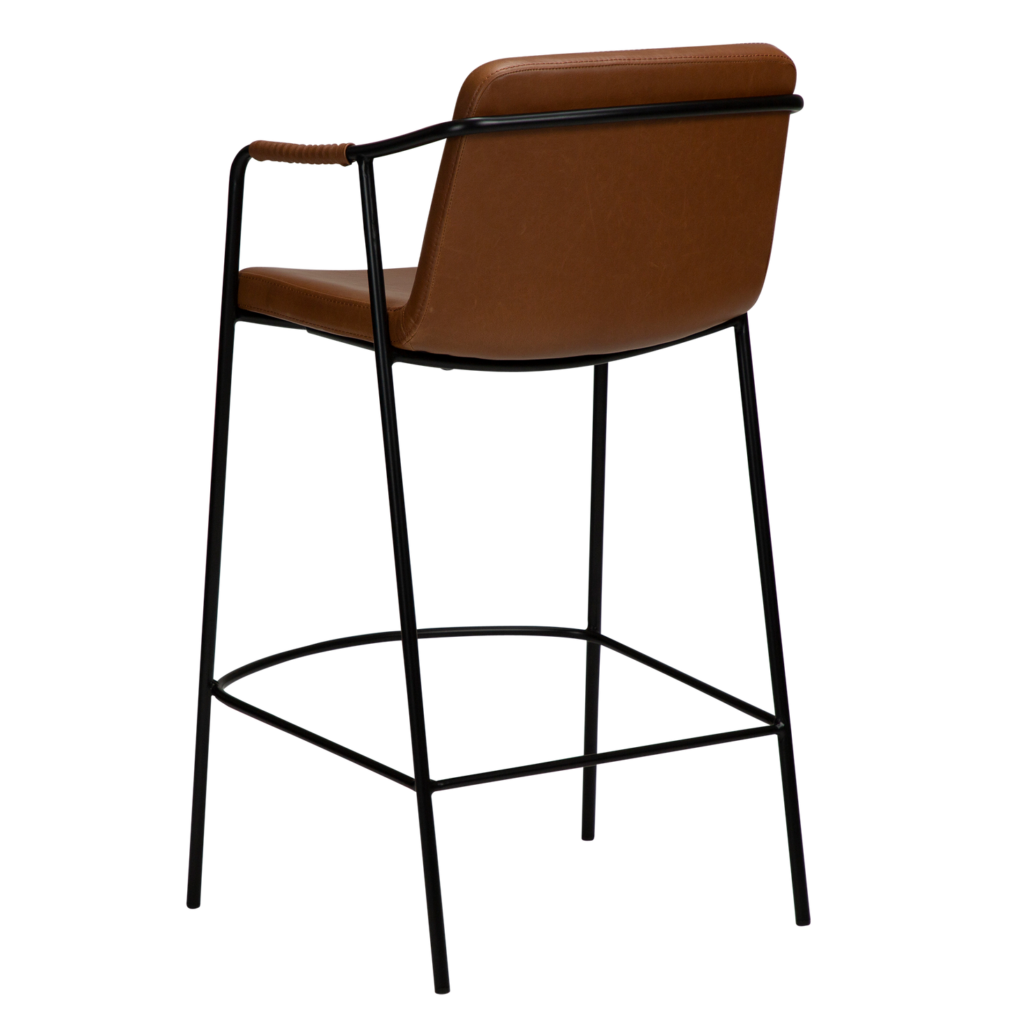 [var:Bezug=Vintage hellbraunes Kunstleder mit schwarzen Beinen] BOTO Thekenhocker