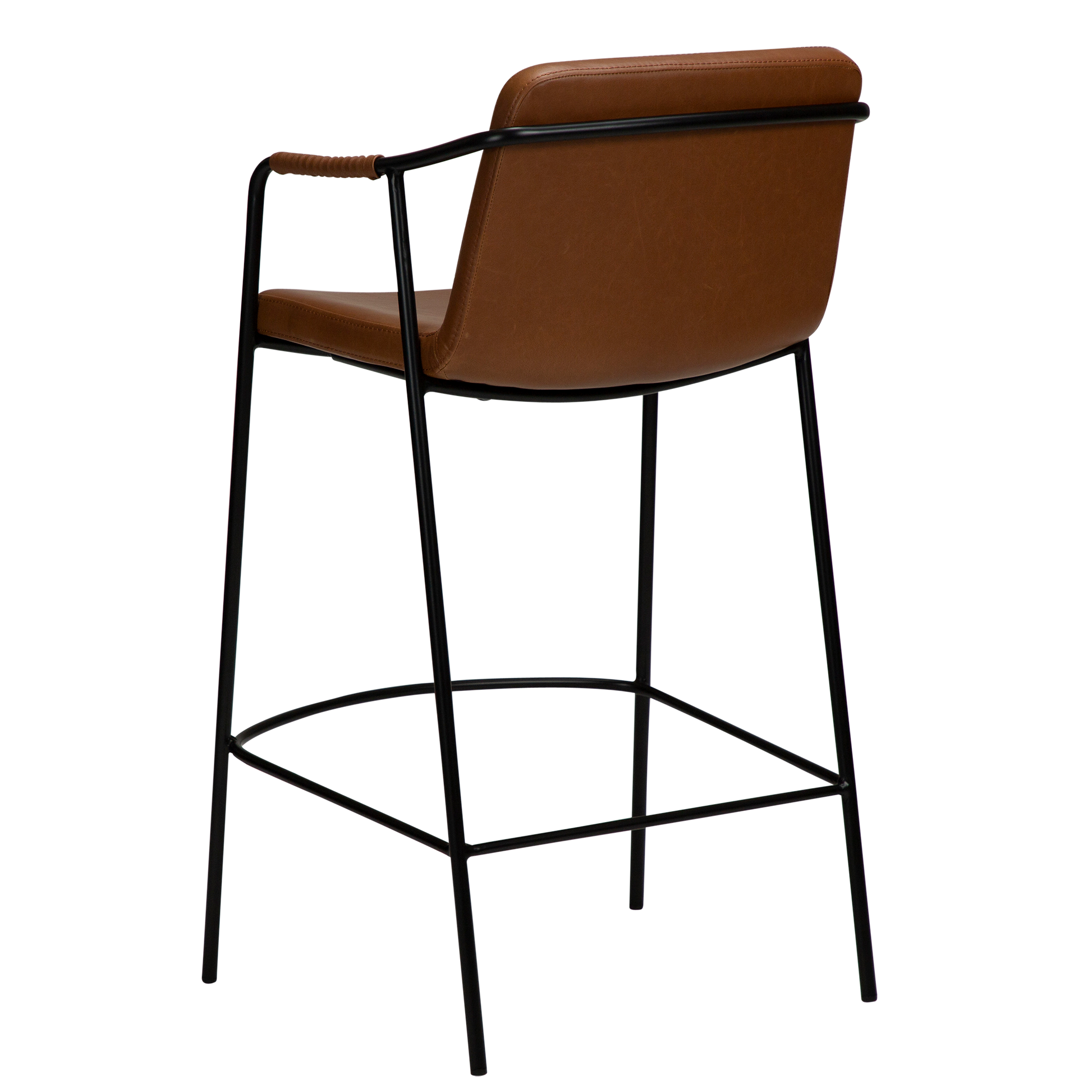 [var:Bezug=Vintage hellbraunes Kunstleder mit schwarzen Beinen] BOTO Thekenhocker