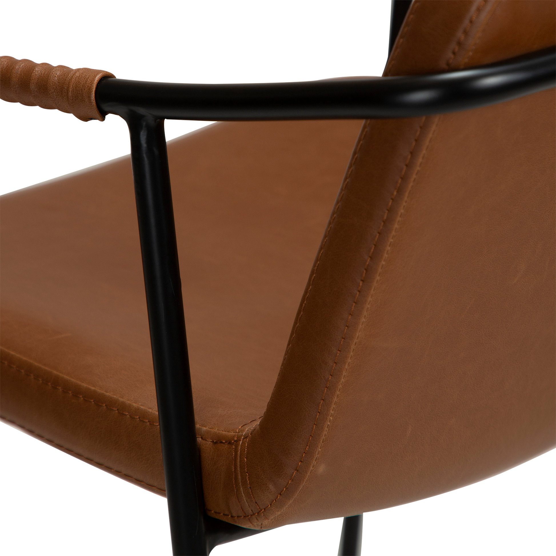 [var:Bezug=Vintage hellbraunes Kunstleder mit schwarzen Beinen] BOTO Thekenhocker