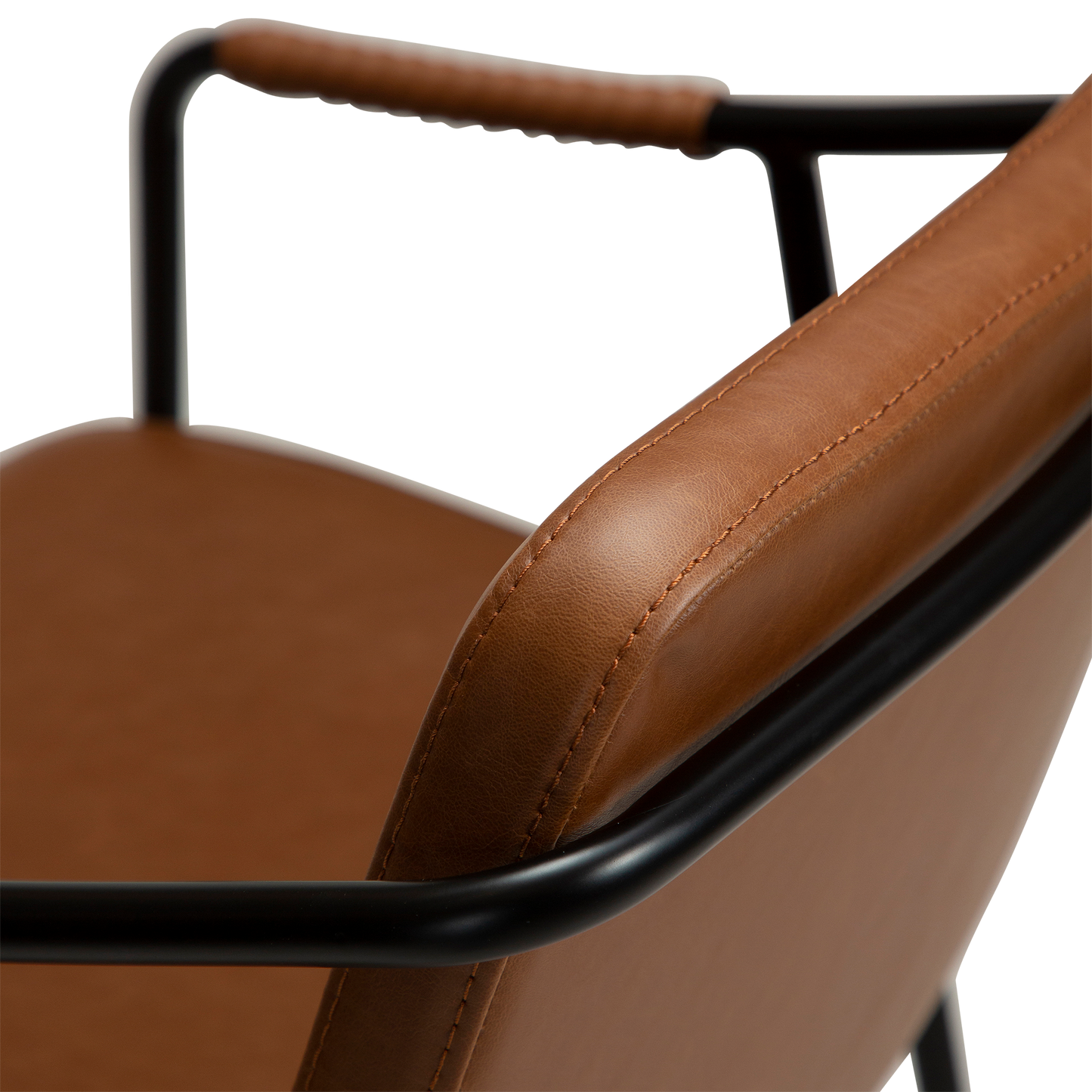 [var:Bezug=Vintage hellbraunes Kunstleder mit schwarzen Beinen] BOTO Thekenhocker