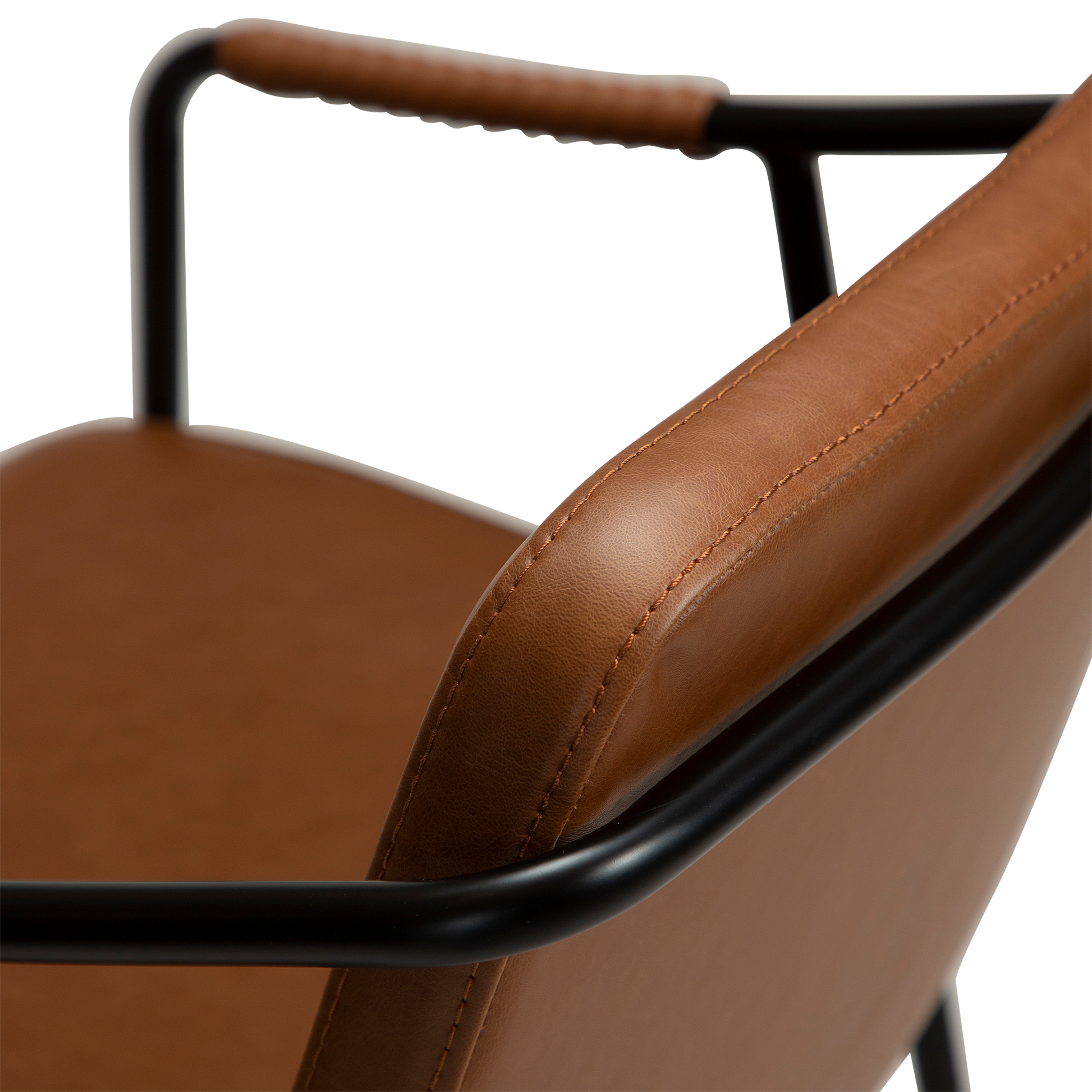 [var:Bezug=Vintage hellbraunes Kunstleder mit schwarzen Beinen] BOTO Thekenhocker