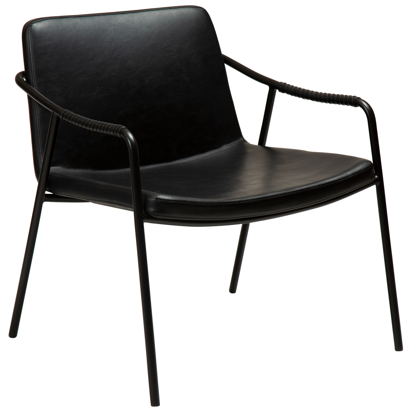 [var:Bezug=Vintage schwarzes Kunstleder mit schwarzen Beinen] BOTO Loungesessel