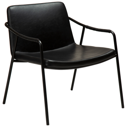 [var:Bezug=Vintage schwarzes Kunstleder mit schwarzen Beinen] BOTO Loungesessel