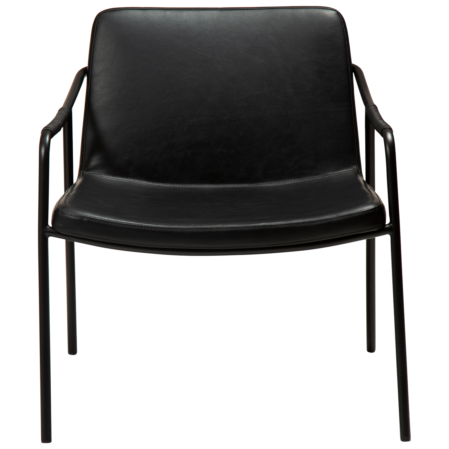 [var:Bezug=Vintage schwarzes Kunstleder mit schwarzen Beinen] BOTO Loungesessel