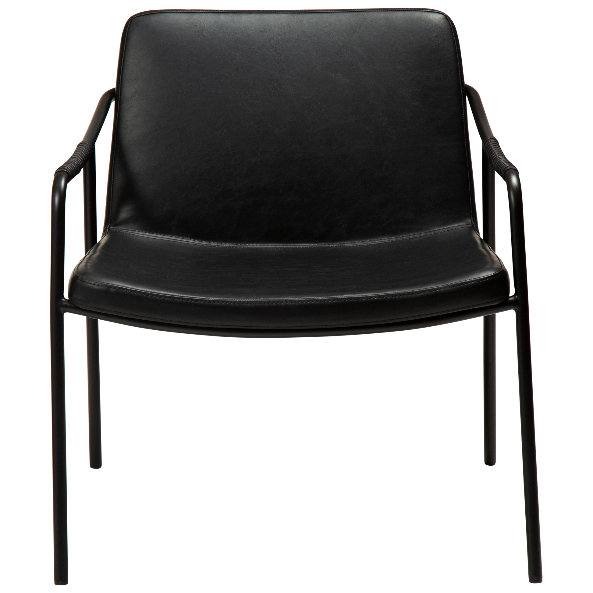 [var:Bezug=Vintage schwarzes Kunstleder mit schwarzen Beinen] BOTO Loungesessel