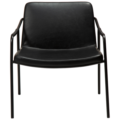 [var:Bezug=Vintage schwarzes Kunstleder mit schwarzen Beinen] BOTO Loungesessel