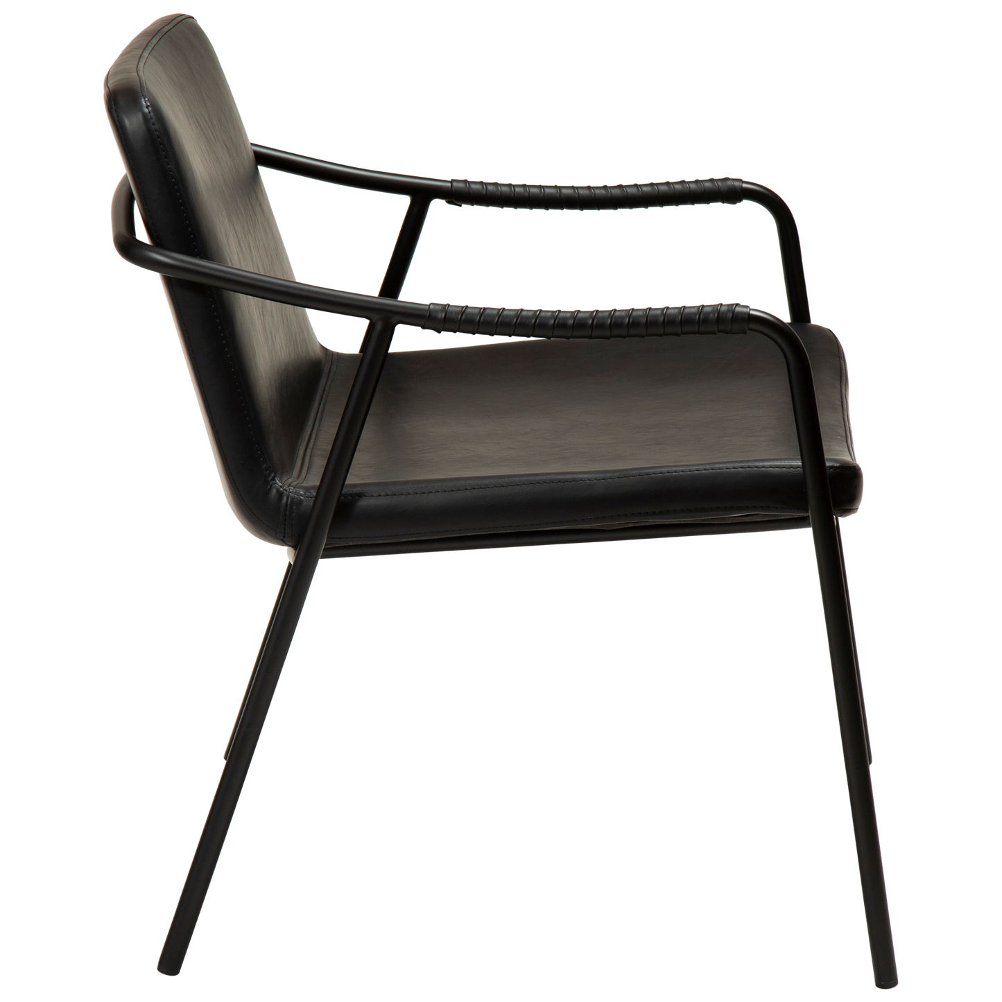 [var:Bezug=Vintage schwarzes Kunstleder mit schwarzen Beinen] BOTO Loungesessel