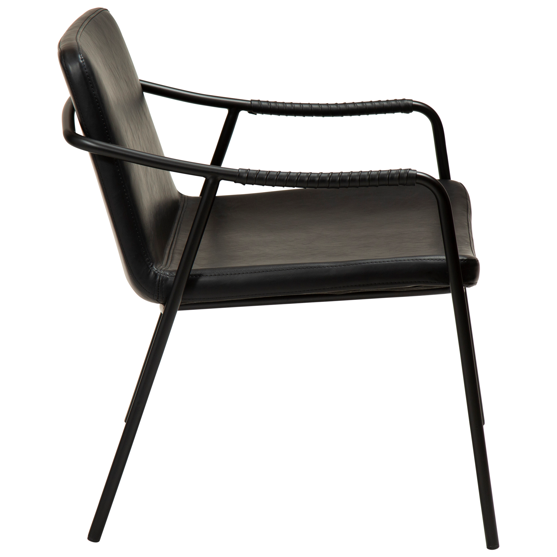 [var:Bezug=Vintage schwarzes Kunstleder mit schwarzen Beinen] BOTO Loungesessel