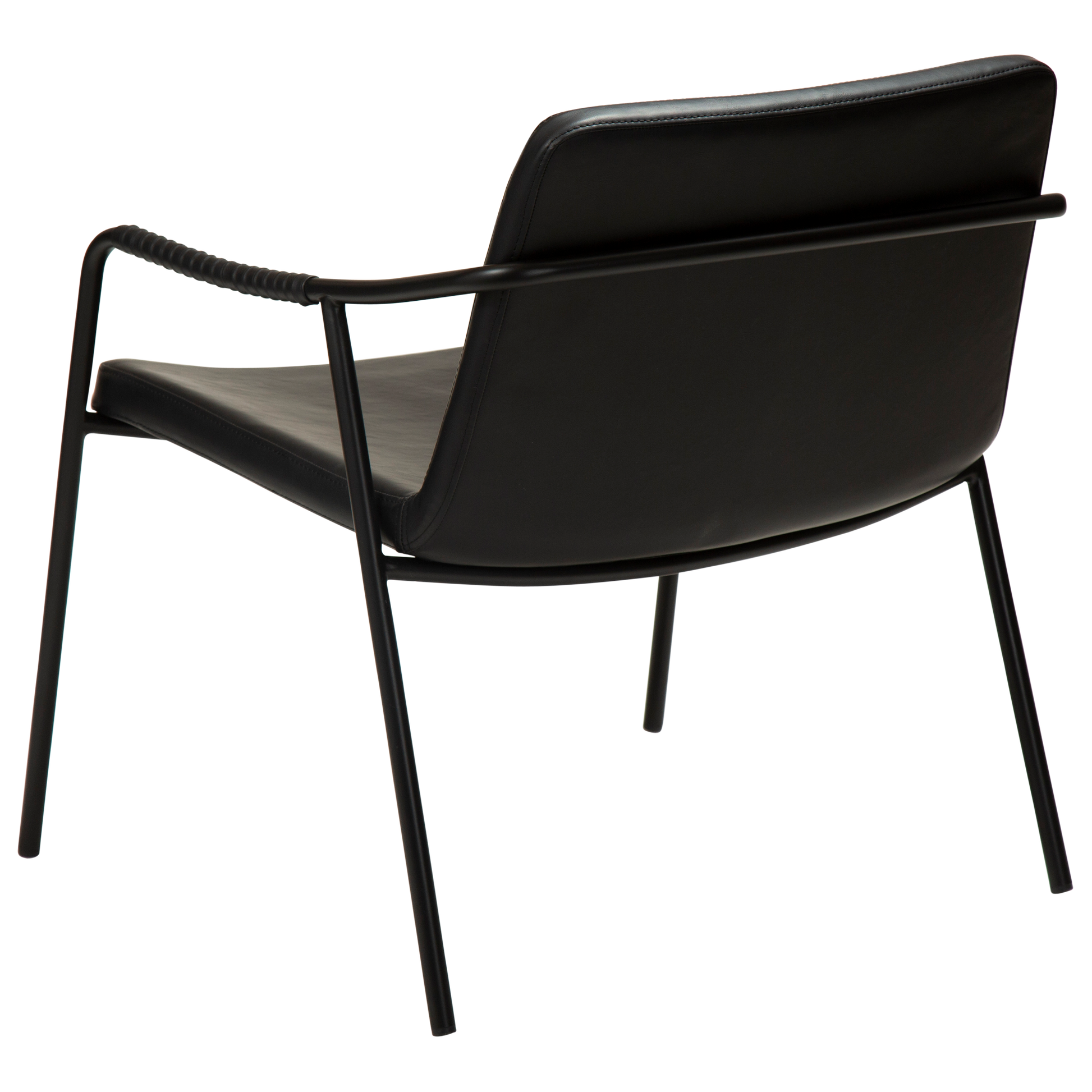 [var:Bezug=Vintage schwarzes Kunstleder mit schwarzen Beinen] BOTO Loungesessel