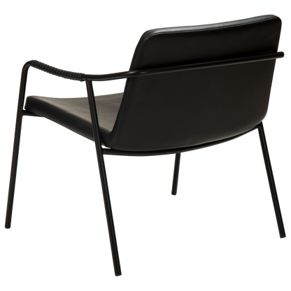 [var:Bezug=Vintage schwarzes Kunstleder mit schwarzen Beinen] BOTO Loungesessel