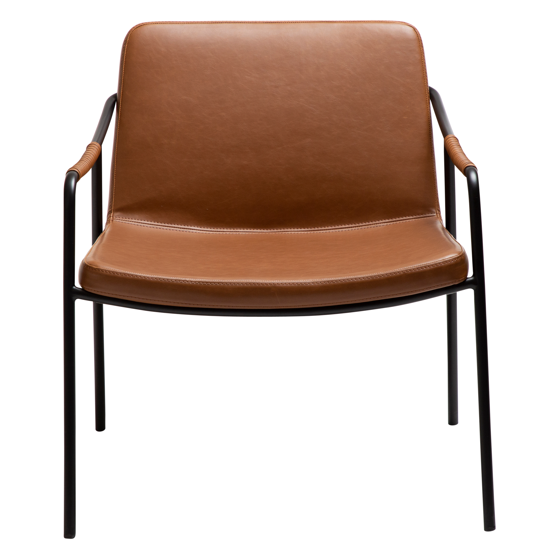 [var:Bezug=Vintage hellbraunes Kunstleder mit schwarzen Beinen] BOTO Loungesessel