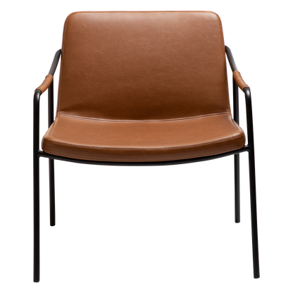 [var:Bezug=Vintage hellbraunes Kunstleder mit schwarzen Beinen] BOTO Loungesessel