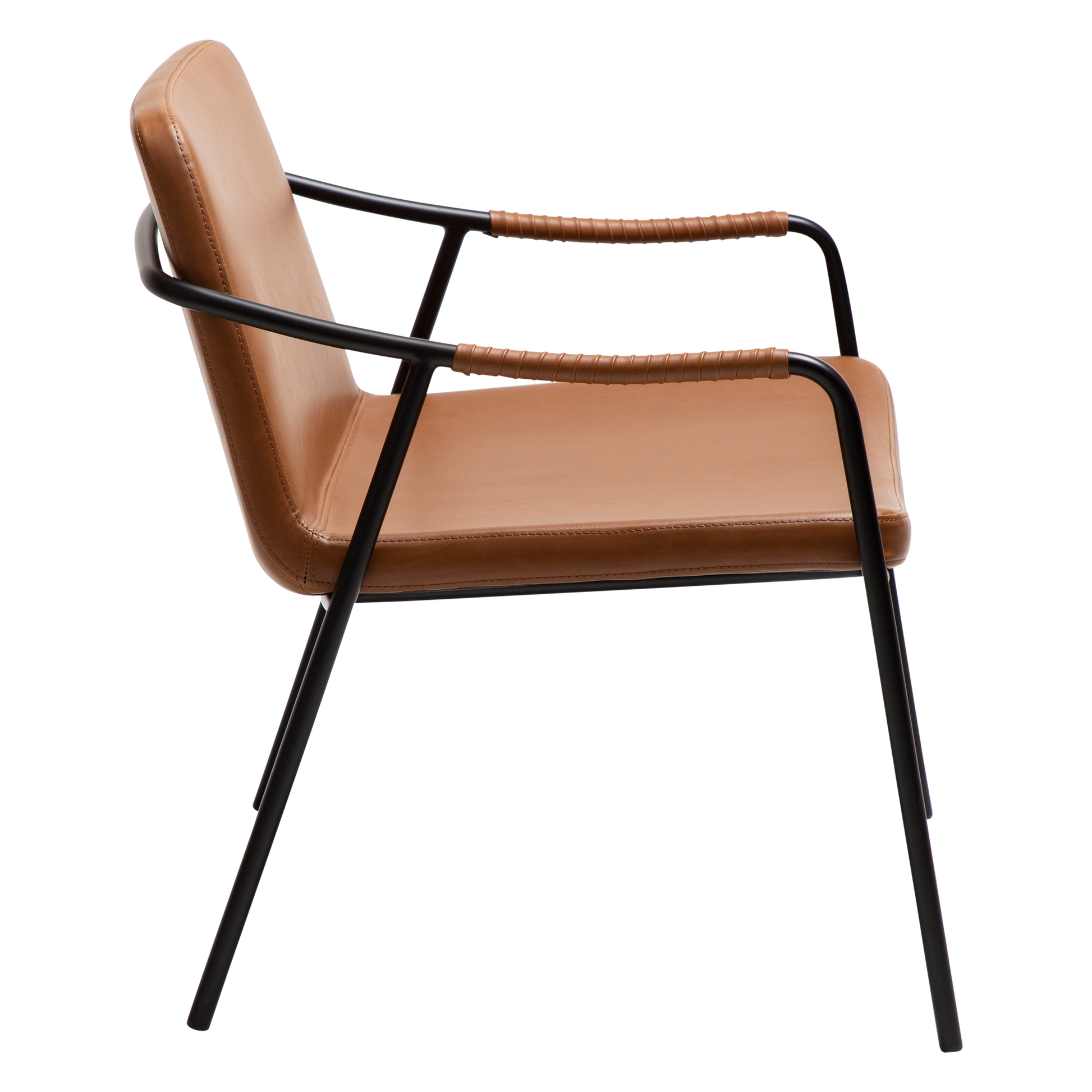 [var:Bezug=Vintage hellbraunes Kunstleder mit schwarzen Beinen] BOTO Loungesessel