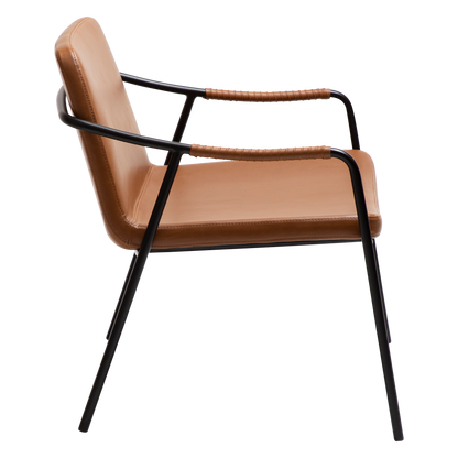 [var:Bezug=Vintage hellbraunes Kunstleder mit schwarzen Beinen] BOTO Loungesessel