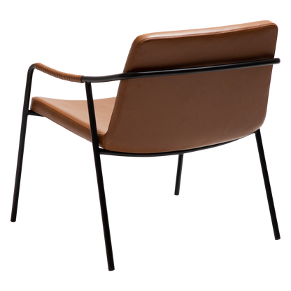 [var:Bezug=Vintage hellbraunes Kunstleder mit schwarzen Beinen] BOTO Loungesessel