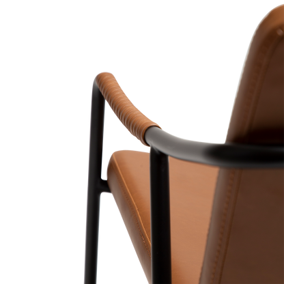 [var:Bezug=Vintage hellbraunes Kunstleder mit schwarzen Beinen] BOTO Loungesessel