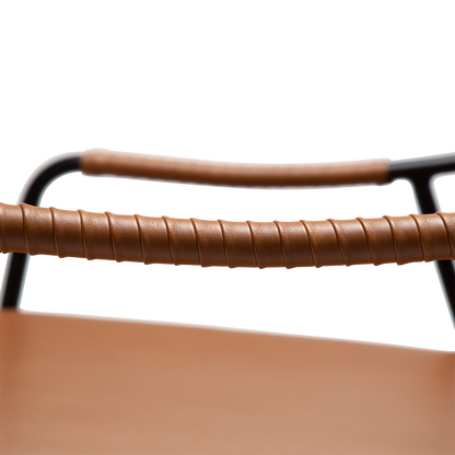 [var:Bezug=Vintage hellbraunes Kunstleder mit schwarzen Beinen] BOTO Loungesessel