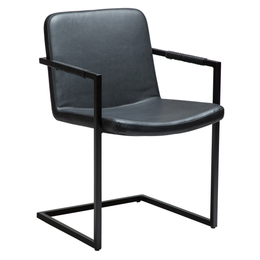 [var:Bezug=Vintage schwarzes Kunstleder mit schwarzen Metallbeinen] BOUNCE Sessel