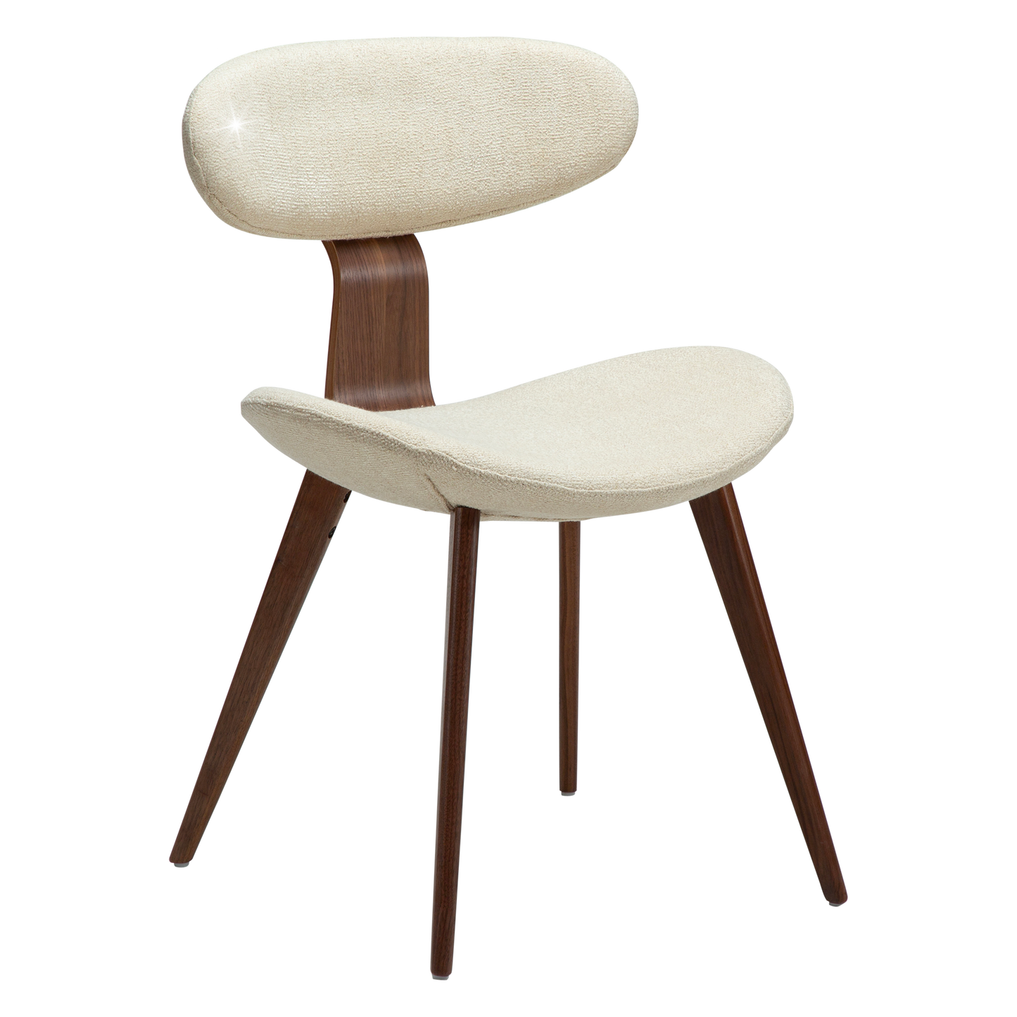 [var:Bezug=Frosted Almond Bouclé-Stoff mit Schimmer und Walnussbeinen] BUCKLE Stuhl