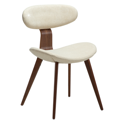 [var:Bezug=Frosted Almond Bouclé-Stoff mit Schimmer und Walnussbeinen] BUCKLE Stuhl