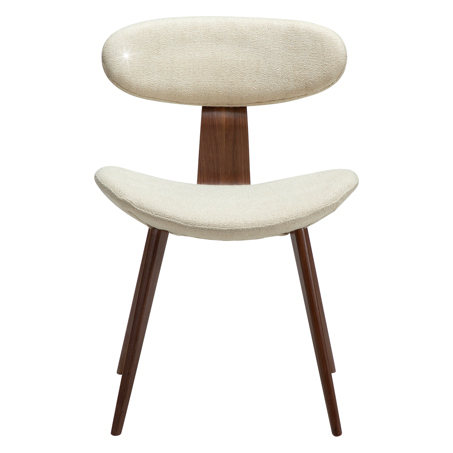 [var:Bezug=Frosted Almond Bouclé-Stoff mit Schimmer und Walnussbeinen] BUCKLE Stuhl