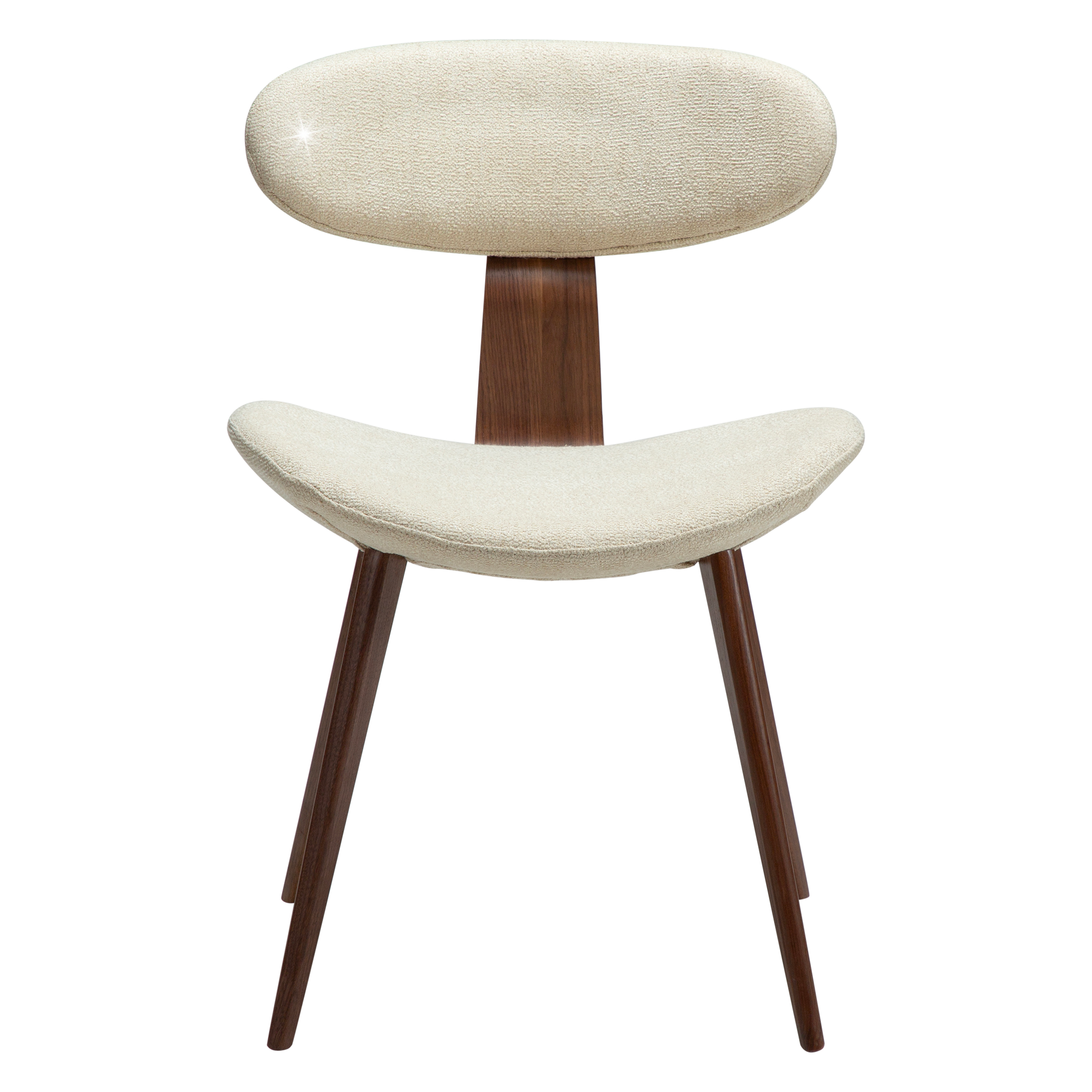 [var:Bezug=Frosted Almond Bouclé-Stoff mit Schimmer und Walnussbeinen] BUCKLE Stuhl