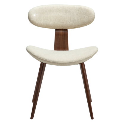 [var:Bezug=Frosted Almond Bouclé-Stoff mit Schimmer und Walnussbeinen] BUCKLE Stuhl