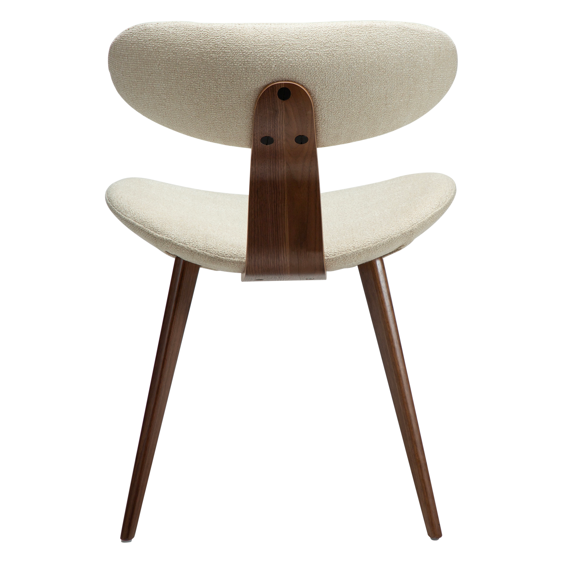 [var:Bezug=Frosted Almond Bouclé-Stoff mit Schimmer und Walnussbeinen] BUCKLE Stuhl