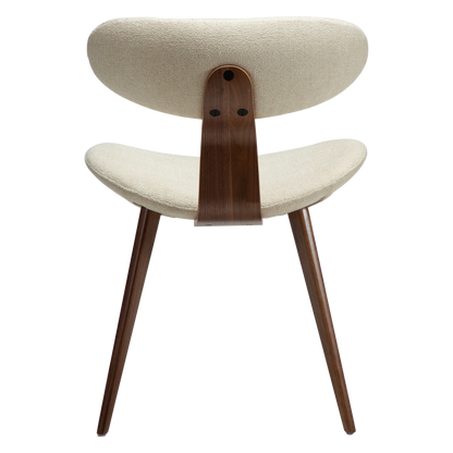 [var:Bezug=Frosted Almond Bouclé-Stoff mit Schimmer und Walnussbeinen] BUCKLE Stuhl