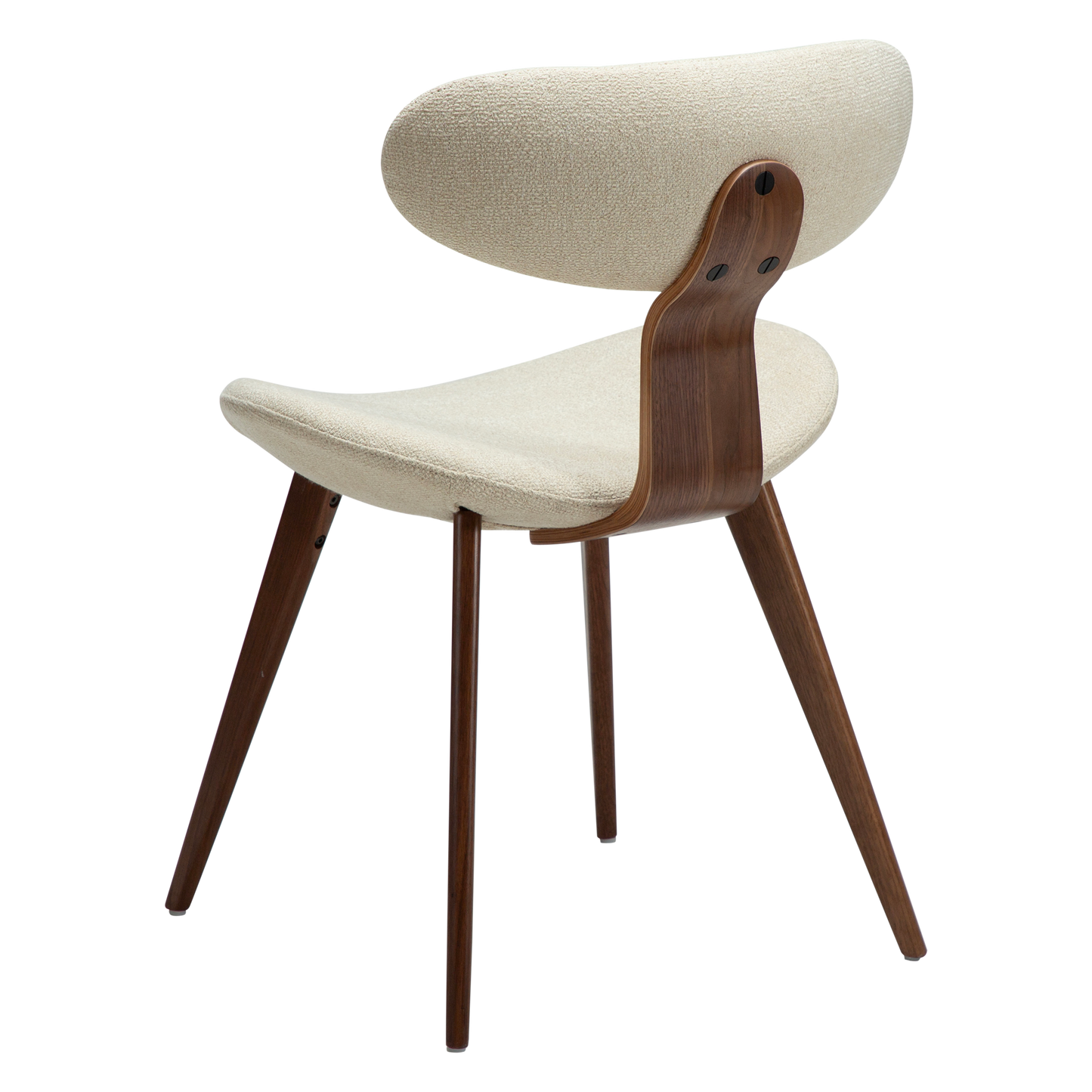 [var:Bezug=Frosted Almond Bouclé-Stoff mit Schimmer und Walnussbeinen] BUCKLE Stuhl